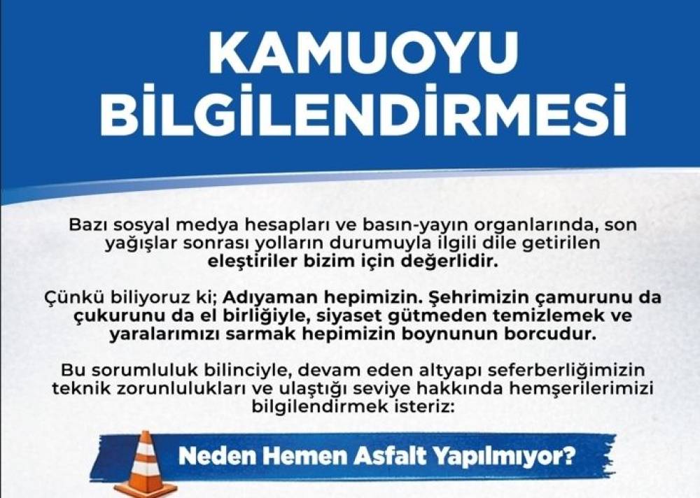 Adıyaman Belediyesi&rsquo;nden Yol Eleştirilerine A&ccedil;ıklama 